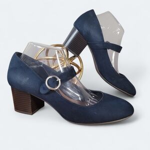 Style & Co Blue Faux Suede Mary Jane heels Size 9.5